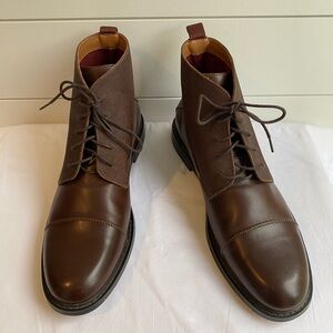 Men's Brown Leather Cap-Toe Lace-Up Boots